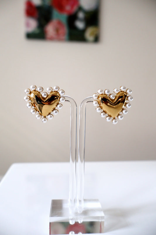 Pearl Heart Studs