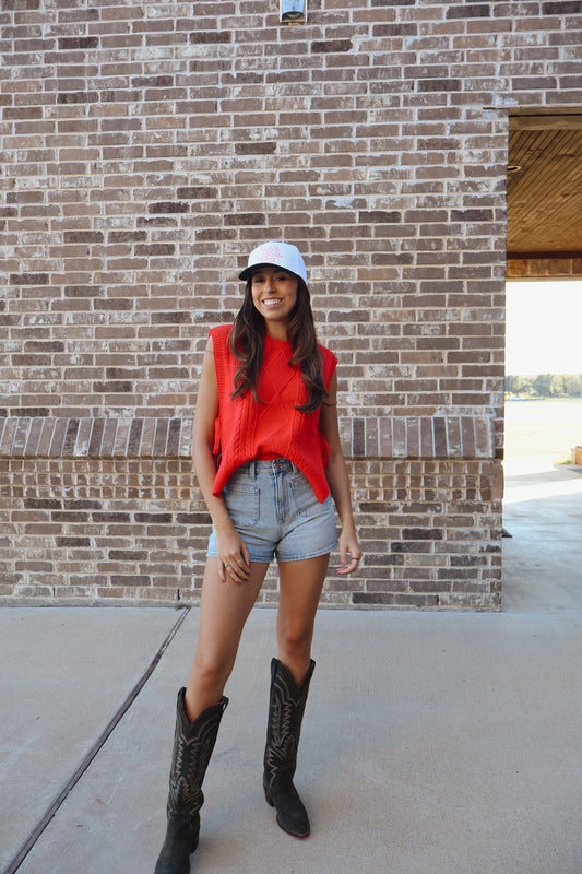 Chloe Sweater Vest - Red