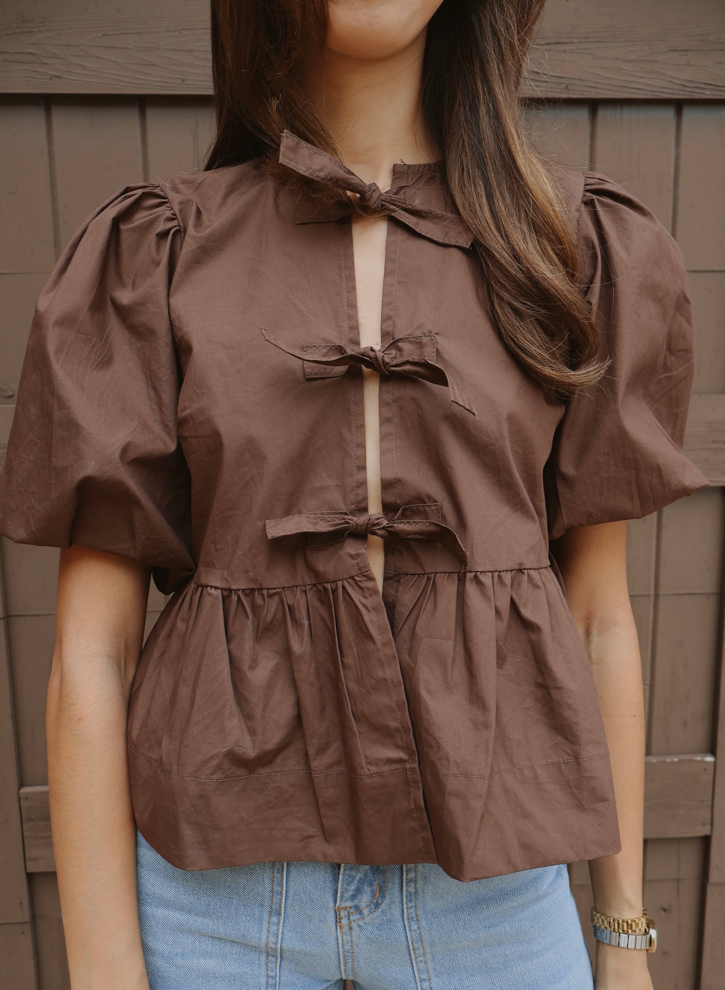 Sadie Babydoll Top - Coffee