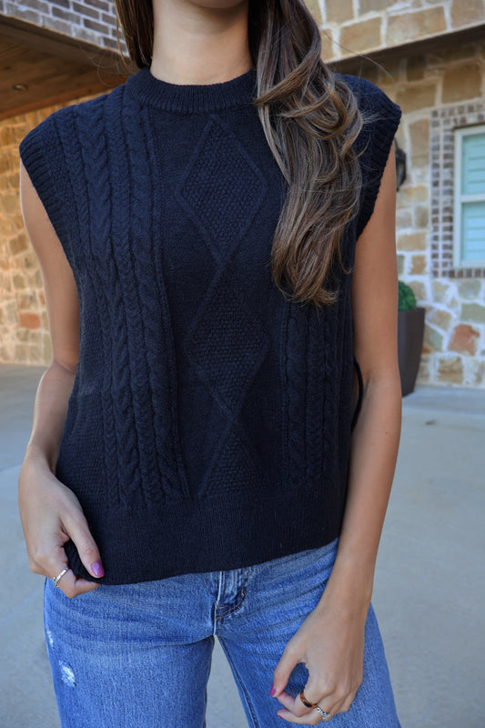 Chloe Sweater Vest - Black